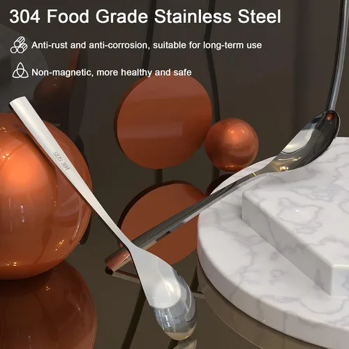 Vista 3 de Cucharas de café, 2 cucharaditas GLAMFIELDS con mango largo, juego de cucharas de café Demitasse de 6 pulgadas, cucharas de café expreso de acero