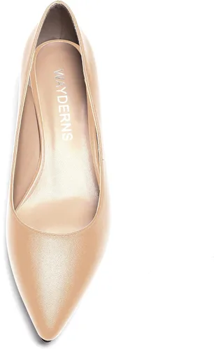 Vista 3 de WAYDERNS Zapatos de tacón bajo mate para mujer, con puntera puntiaguda, 1.5 pulgadas