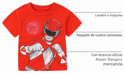 Vista 4 de Power Rangers Paquete de 4 camisetas de manga corta para niños pequeños