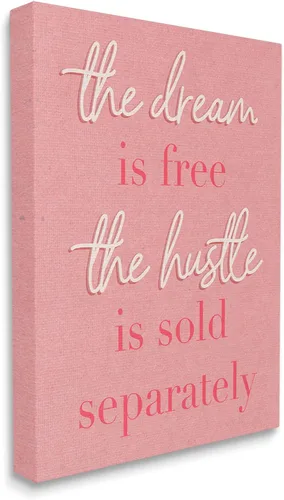 Vista 2 de Stupell Industries The Dream Is Free Fashion - Diseño moderno de palabras texturizadas de color rosa, 16.00 x 20.00 pulgadas, lienzo envuelto