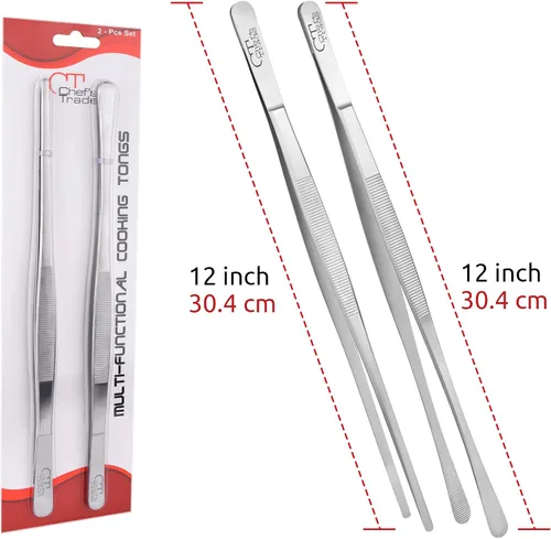 Vista 2 de Chef's Trade Pinzas profesionales de cocina y cocina, pinzas de acero inoxidable de 12 pulgadas, multiuso