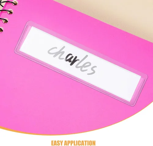 Vista 3 de 100pcs Adhesive Shelf Tag Label Holders 11x3x0.1cm Top Open PVC