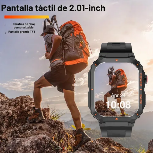 Vista 8 de Reloj inteligente militar con GPS para hombre, presión / altitud/brújula, reloj inteligente de fitness para teléfonos Android y iPhone, rastreador