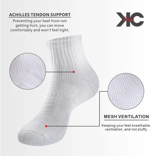 Vista 3 de Calcetines deportivos de algodón para hombre, 8 pares con soporte para el arco, transpirables, acolchados, para correr
