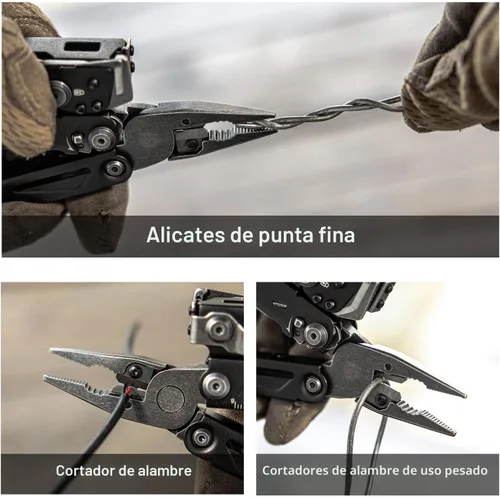 Vista 7 de NEXTORCH PIONEER - Multiherramientas 14 en 1 de tamaño completo, juego de multiherramientas versátil con tijeras, alicates de punta, clip
