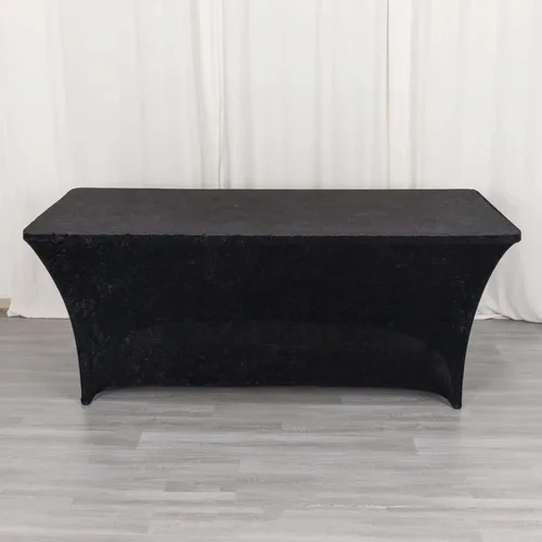 Vista 12 de Efavormart Cubierta de Mesa Rectangular Ajustada Elástica de Terciopelo Aplastado Beige de 6 pies