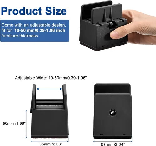 Vista 2 de uxcell Elevadores de cama de 2 pulgadas con abrazadera de tornillo ajustable, 4 elevadores de muebles para cama, escritorio, sofá, mesa, apto