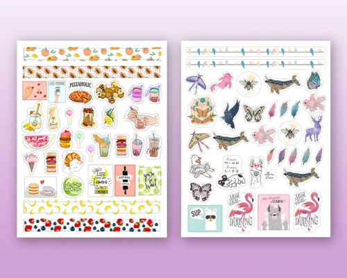 Vista 2 de Lamare Calcomanías decorativas para agenda de álbumes de recortes para mujeres, lindas y estéticas calcomanías de calendario para diario, uso