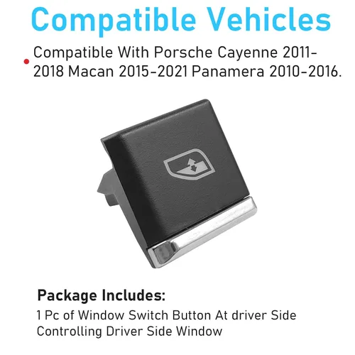 Vista 2 de TTCR-II Tapa de botón de interruptor de elevación de ventana interior para Cayenne 2011-2018, para Macan 2015-2025 y Panamera 2010-2016, 1 pieza