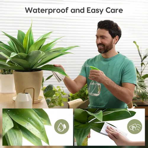 Vista 5 de Velener Plantas artificiales de agave falsas, Plantas suculentas falsas para decoración de habitaciones, tallos de plantas de agave sintético sin