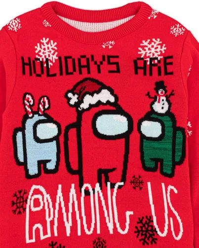 Vista 6 de Among Us Jersey de Navidad para niños y niños, diseño de tripulación