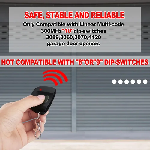 Vista 5 de Kingdder 1 unidad de control remoto para puerta de garaje compatible con multicódigo lineal 300 mhz 10 interruptor de inmersión 3089 3060 3070
