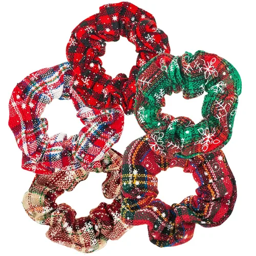 Vista 17 de Juego de bandas elásticas a cuadros azules - 5 bandas para el cabello tipo bandana para mujer