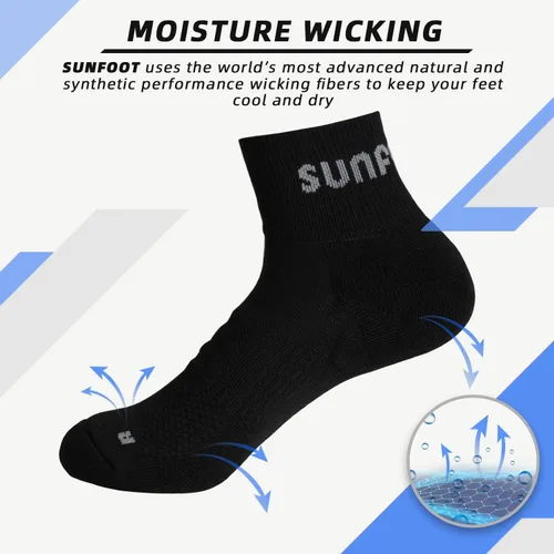 Vista 2 de SUNFOOT Ankle Socks Athletic Compression Cushioned Mesh Ventilating Breathable Low Cut No Show Unisex Running Socks 3 Pack