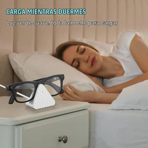 Vista 9 de Soporte de carga inteligente para lentes y cable compatible con Ray-Ban Meta Wayfarer Headliner Skyler, base de carga portátil USB-C para lentes