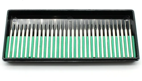 Vista 2 de TEMO Juego de 30 brocas de vidrio con revestimiento de diamante grueso de 0.039 in (1/32 pulgadas), grano 80 con vástago de 1/8 pulgadas