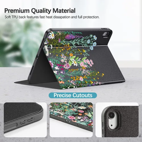 Vista 4 de Funda para iPad de 10ª generación 2022 iPad de 10.9 pulgadas, visión multiángulo y encendido automático/apagado automático, funda protectora de piel