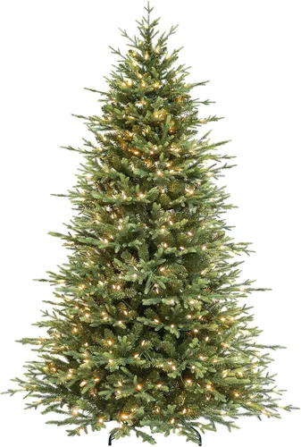 Vista 20 de Hykolity Árbol de Navidad flocado preiluminado de 7.5 pies, 450 luces LED 1592 puntas flocadas mixtas, 450 LED blanco cálido y multicolor, 10 modos