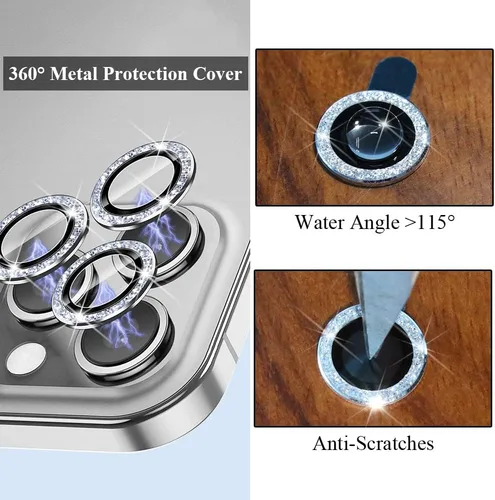 Vista 3 de Protector de lente de cámara brillante compatible con iPhone 13 Pro (6.1 pulgadas)/13 Pro Max (6.7 pulgadas), vidrio templado ultra