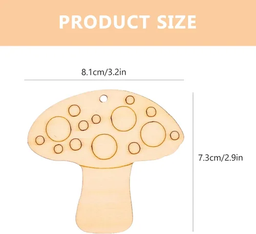 Vista 2 de VILLCASE Seta de madera para manualidades, 10 piezas de setas de madera sin terminar, setas naturales para manualidades, mini figuras de hongos
