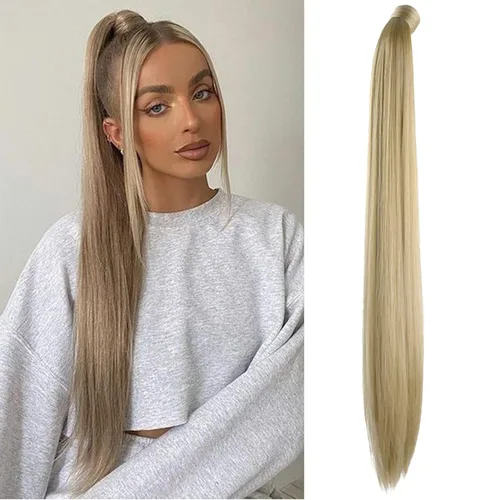 Vista 20 de SEIKEA Extensión de cola de caballo con clip alrededor del cabello lacio para mujer (12 pulgadas, negro)