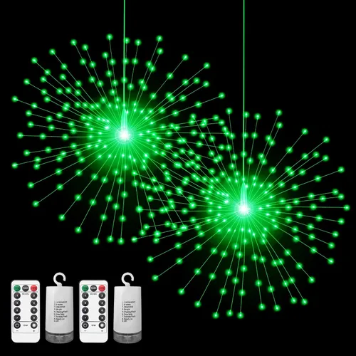 Vista 10 de PXBNIUYA 200 luces LED de esfera colgantes, luces de estallido estelar a pilas, 8 modos de control remoto regulable, alambre de cobre impermeable