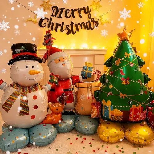 Vista 9 de Árbol de Navidad inflable, globos autosostenibles de 40 pulgadas, globos de papel de aluminio para árbol de Navidad de interior y exterior Árbol