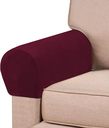 Vista 16 de PrinceDeco 2 Pack Thick Velvet Stretch Armrest Covers for Chairs and Sofas, Non Slip, Blue