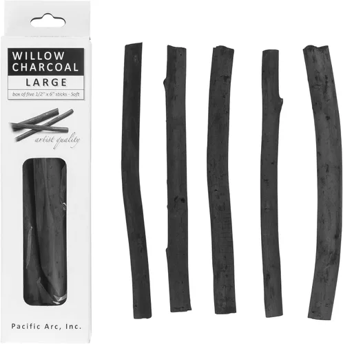 Vista 17 de Pacific Arc Artist Vine Charcoal, mediano, negro, 12 piezas, palitos de carbón de vid de artista, carbón de dibujo mediano y suave
