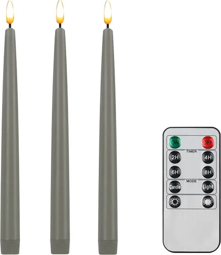 Vista 17 de CVHOMEDECO. Velas cónicas sin llama con control remoto de 10 teclas, velas LED parpadeantes con mecha 3D, funciona con pilas, velas de cera real