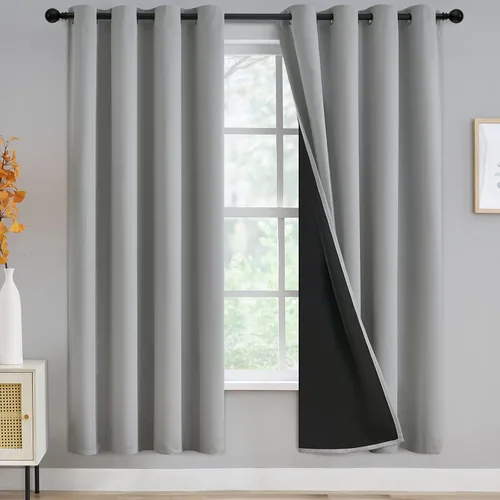 Vista 150 de Yakamok Cortinas negras, cortinas de ventana con aislamiento térmico y eficiencia energética para dormitorio, cortinas opacas completas y cortinas