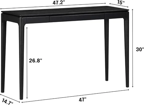 Vista 2 de NTC Mingle - Mesa consola de 47 pulgadas, moderna mesa de entrada de madera maciza con cajón oculto, impermeable y resistente al calor, mesa Negro