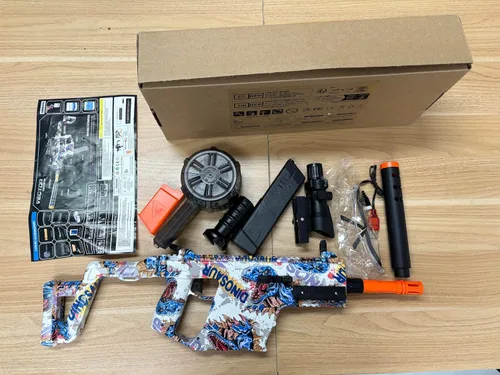 Vista 7 de Gel Blaster Splatter - Juguete de Bola de Salpicadura Automática Recargable con Gafas y Tambor de Munición, Actividades al Aire Libre, Juego