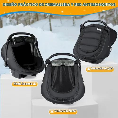 Vista 3 de IvyWind Funda de asiento de automóvil de invierno para bebé, funda universal para asiento de automóvil para bebés con ventana de malla transpirable