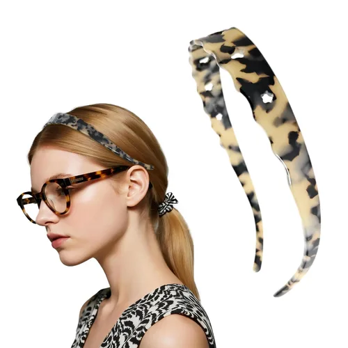 Vista 13 de Diademas de acetato para mujer - Diademas delgadas antideslizantes con dientes, diseño amigable con gafas, accesorios para el cabello estilo 90s