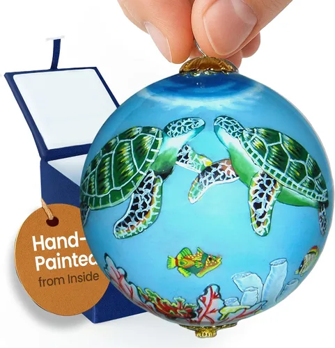 Vista 13 de Hawaiian Beach Life - Adorno hawaiano coleccionable de cristal pintado a mano con caja de regalo NB/H