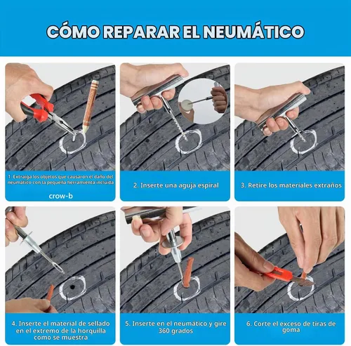 Vista 5 de Kit de reparación de neumáticos TILIBOTE, 117 piezas, kit de tapones de neumáticos resistentes, con kit de parches de neumáticos universal