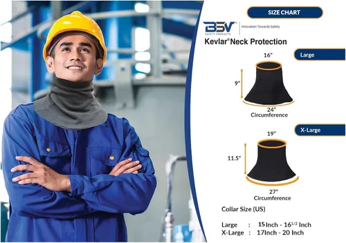 Vista 5 de BSV Welding Neck Protection - Protector de cuello resistente a cortes, arañazos y calor, para hombres y mujeres, grande, color negro