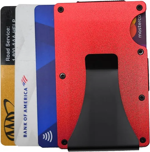 Vista 3 de Cartera de fibra de carbono Rojo Minimalista