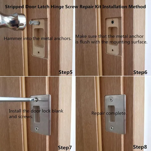 Vista 4 de Kit de reparación de jamba de refuerzo de hardware de seguridad de puerta de tornillo, excelente solución para bisagra de puerta pelada, reparación