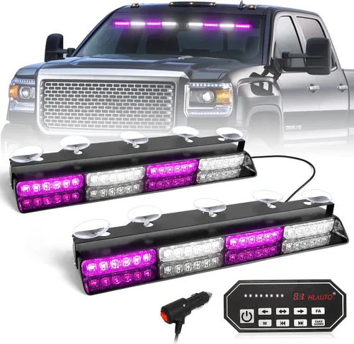 Vista 11 de HLauto Luces Estroboscópicas de Emergencia para Tablero 604N: 2x16.8 pulgadas Luz de Seguridad Ámbar Blanca con Take Down, Barra de Luz