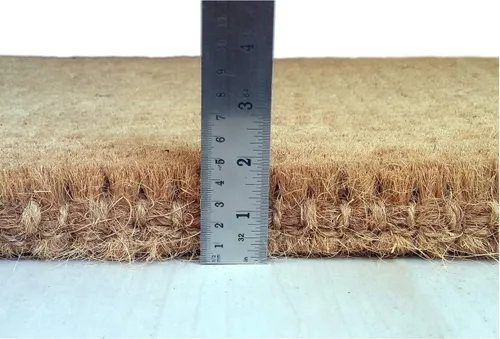 Vista 7 de Tapete de fibra de coco natural, para puerta de entrada, rectangular, resistente, para patio, atrapador de suciedad antideslizante, decoración