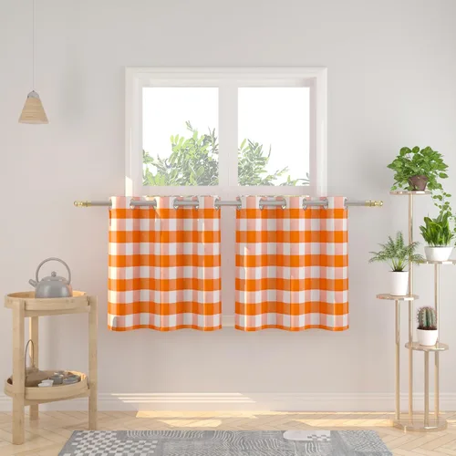 Vista 137 de Cortinas de 24 pulgadas de largo con diseño Buffalo Check Gingham Plaid para ventanas de cocina y baño, tratamiento para ventanas con 2 paneles