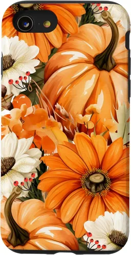 Vista 18 de Funda con temática de otoño para iPhone 16, diseño de calabaza, niña, mujer, diseño vintage de otoño