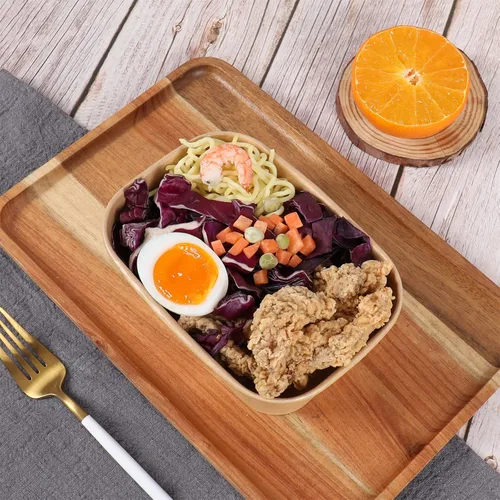 Vista 5 de Cuencos de papel kraft desechables de 17 onzas con tapas, recipientes rectangulares para alimentos, cuencos de sopa, suministros de fiesta, cuencos