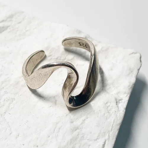 Vista 29 de Anillos de banda ancha de plata de ley 925 vintage hechos a mano para mujeres/hombres, anillo ajustable para el pulgar
