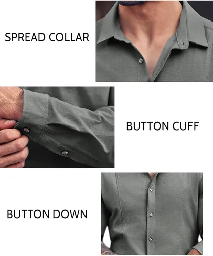 Vista 4 de Runcati Camisas de vestir ligeras y casuales de manga larga para hombre