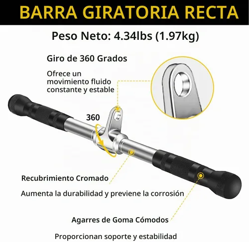 Vista 4 de Accesorio para máquina de cable, accesorios de extracción LAT, accesorios de gimnasio en casa, accesorio desplegable de tríceps