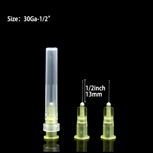 Vista 2 de Aguja desechable Luer Lock 30Ga 1/2 pulgada 13mm 100 unidades (30Ga-1/2IN)