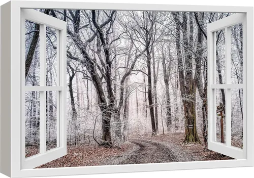 Vista 39 de Cuadro decorativo con diseño de ventana moderna blanca con vista, de la marca Wall26®